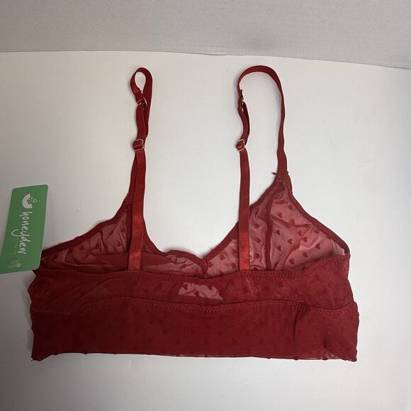 Honeydew Intimates Sheer Mesh Raised Hearts Bralette In Red Sz Small New - Picture 4 of 6
